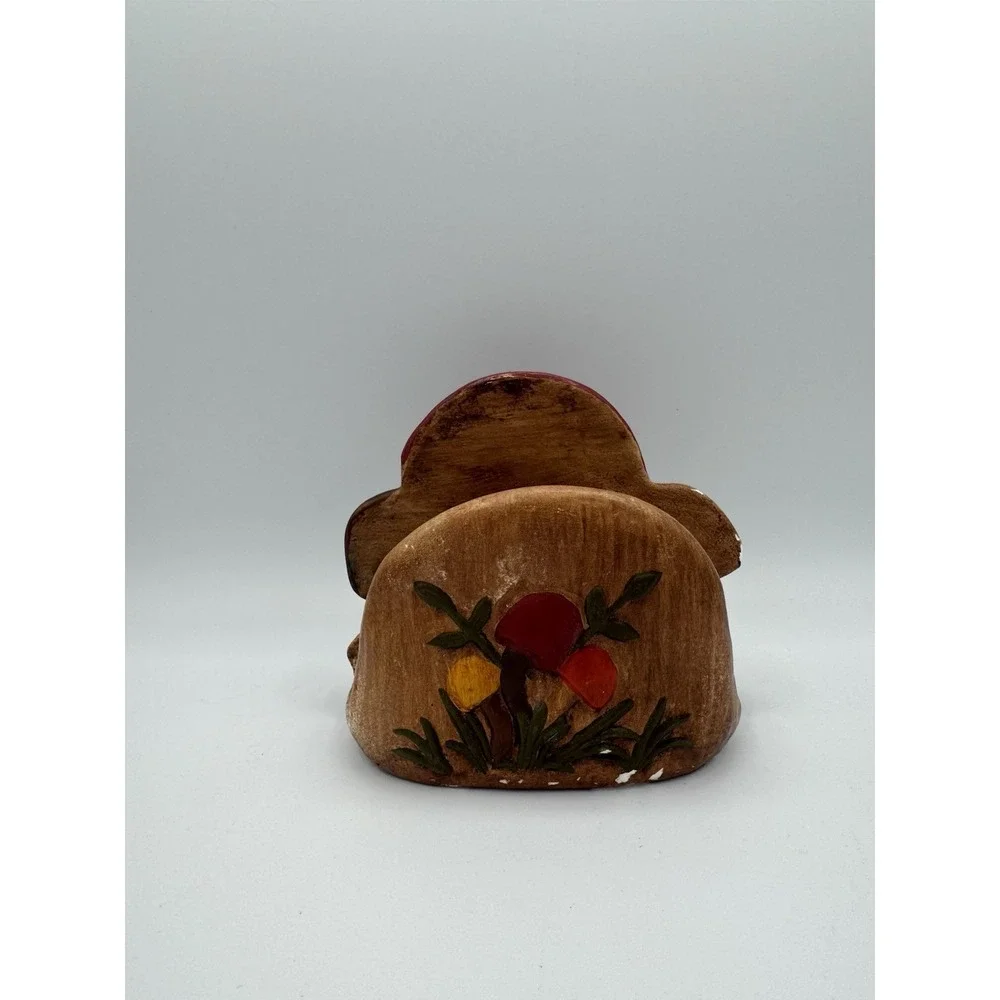 Vintage Retro 70s 80s Ceramic‎ Hand Painted Mushroom Napkin Or Letter Holder